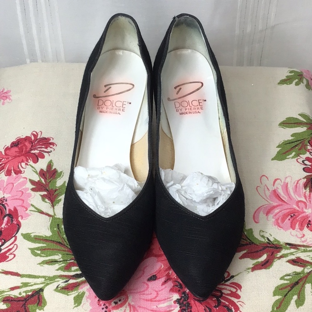 VTG Dolce by Pierre Black Duponie Kitten Heels Sz.9.5 - Picture 4 of 13